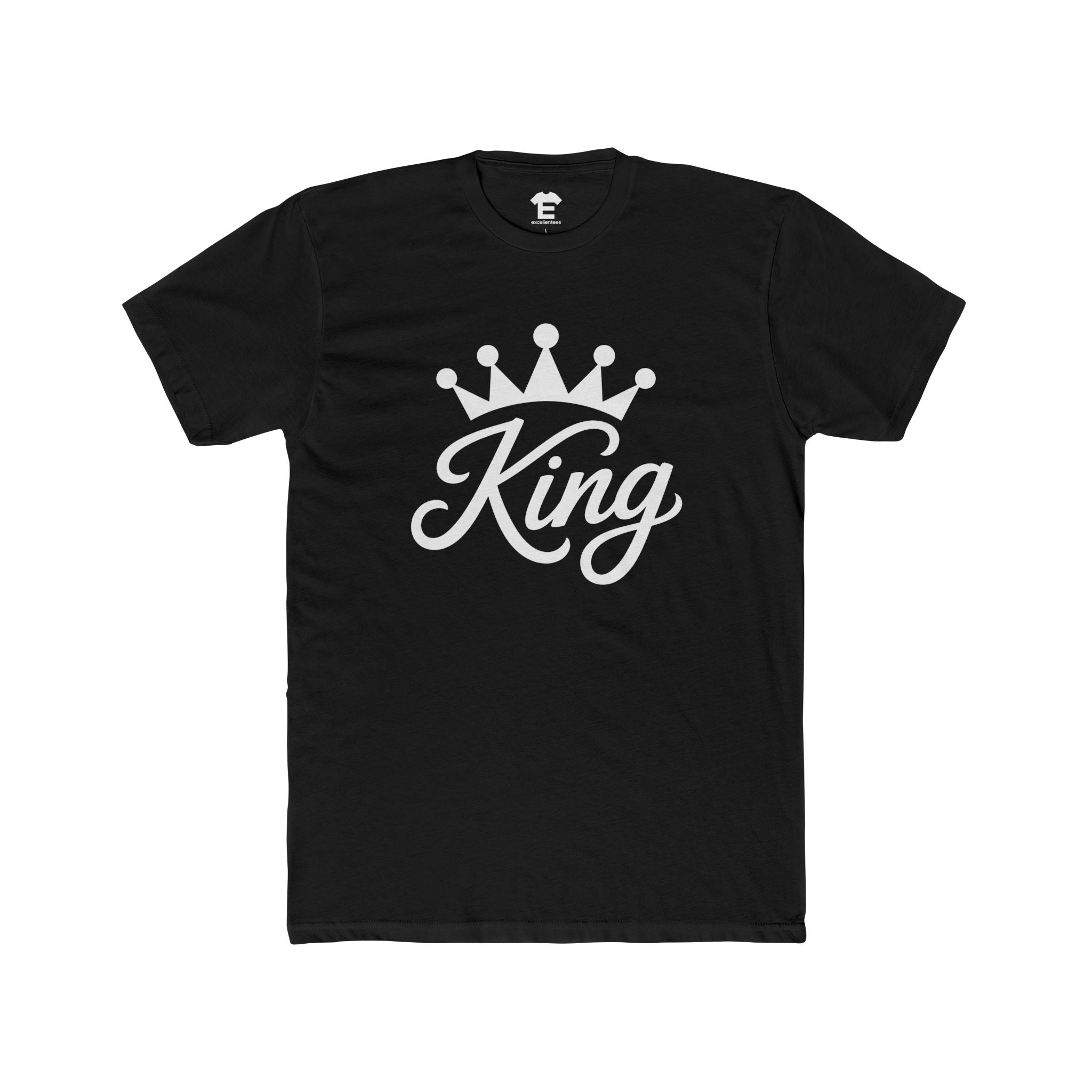 King (Elegant Script Crown) - Unisex Cotton Crew Tee