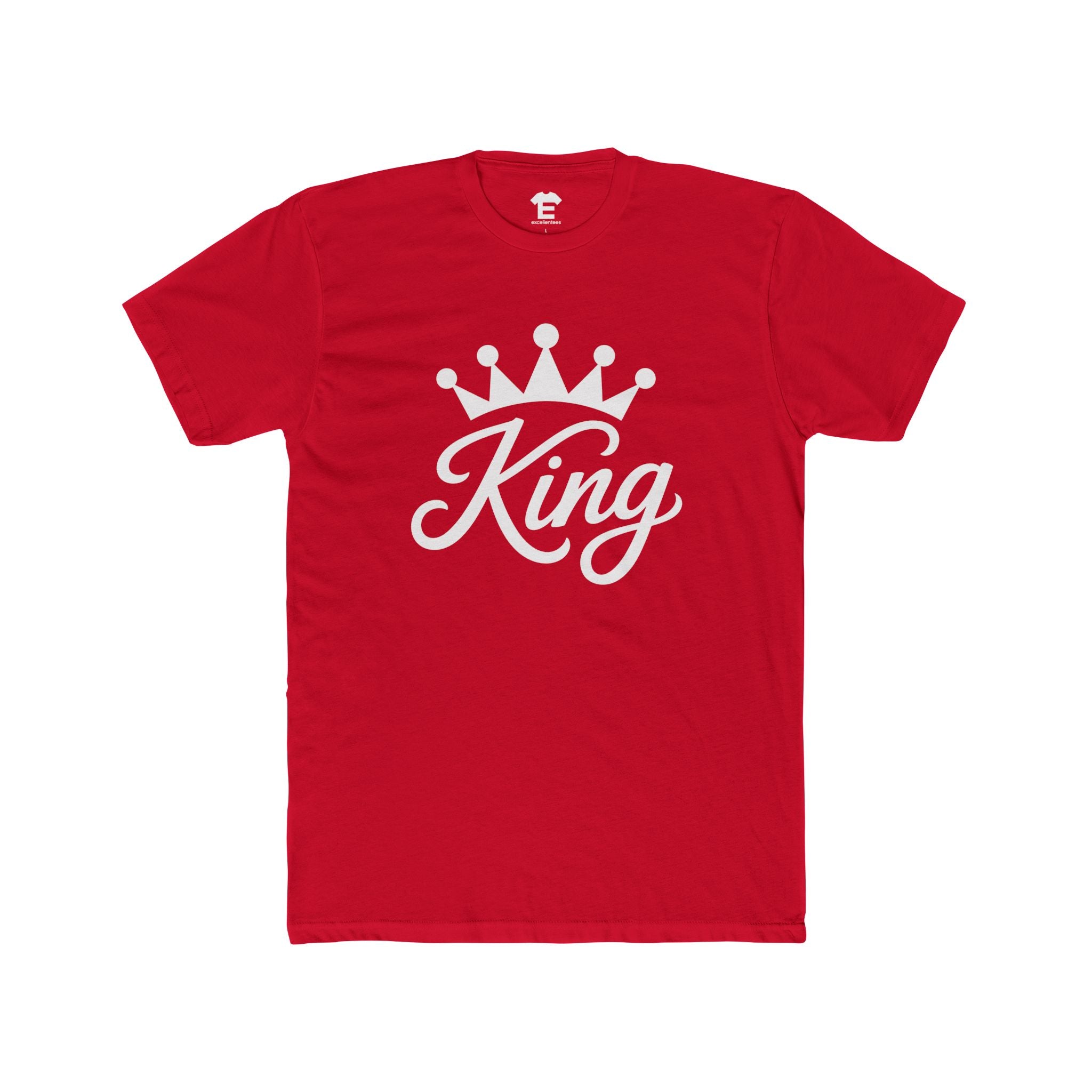 King (Elegant Script Crown) - Unisex Cotton Crew Tee