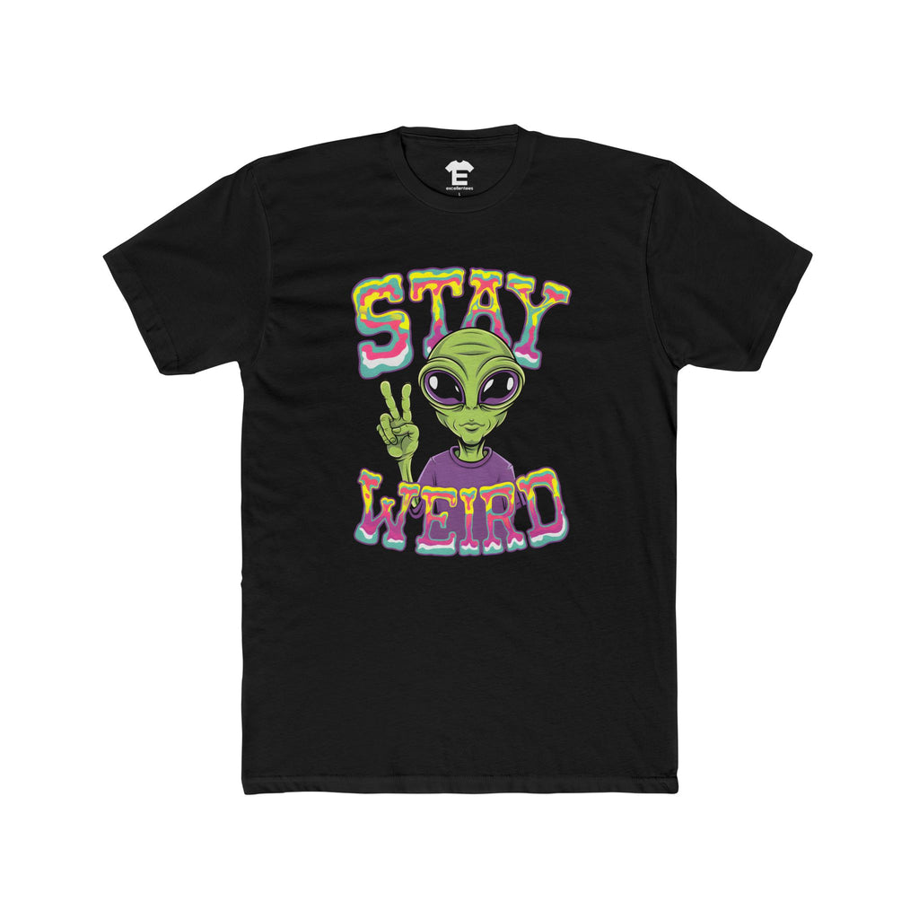 Stay Weird: Psychedelic Alien Peace Sign T-Shirt - Unisex Cotton Crew Tee