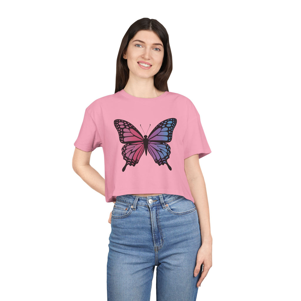 Dreamy Gradient Butterfly - Women's Crop Tee