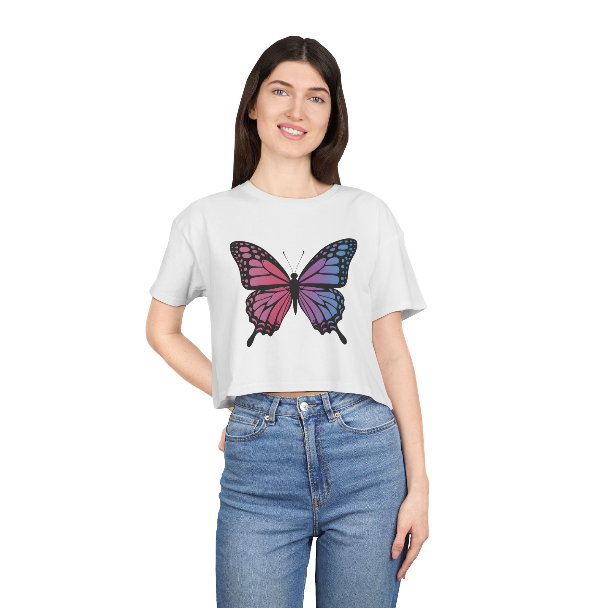 Dreamy Gradient Butterfly - Women's Crop Tee