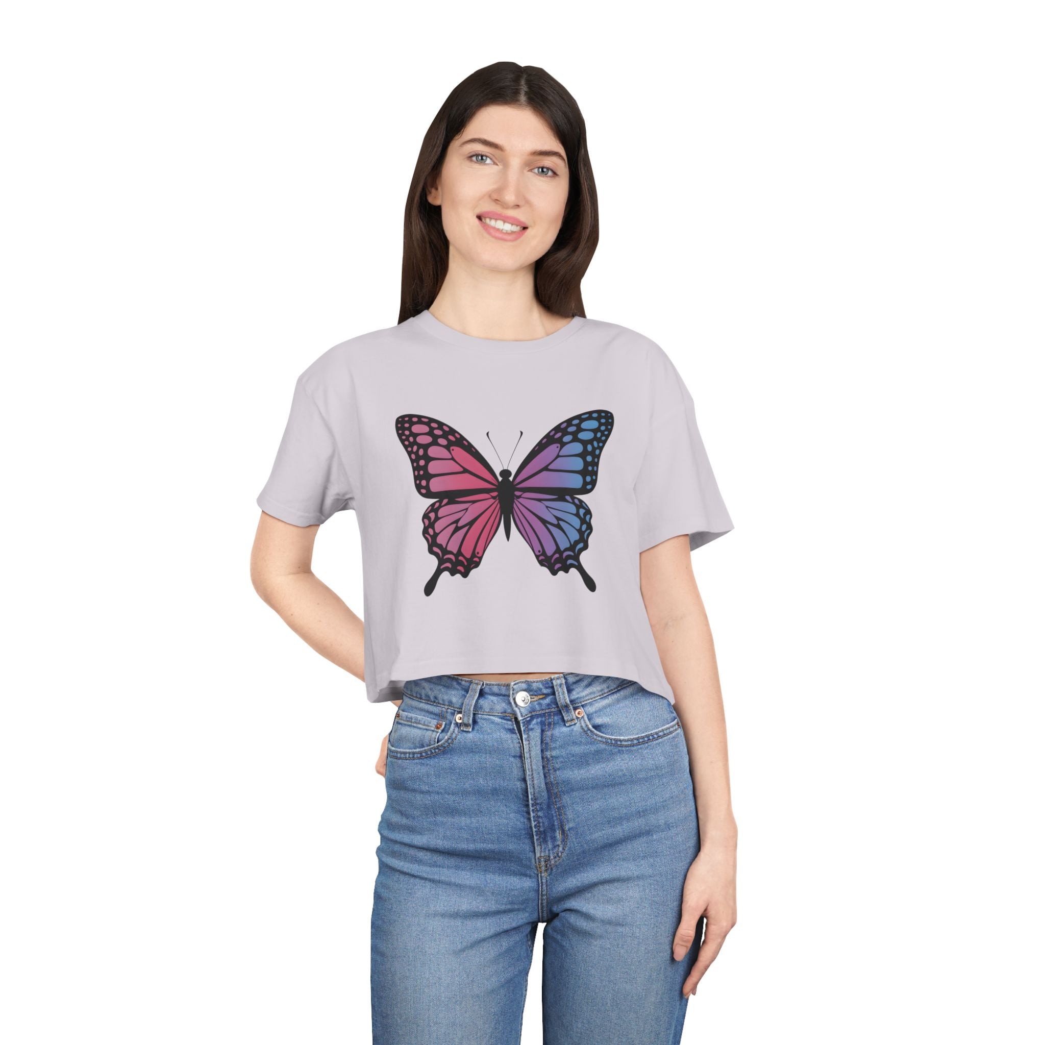 Dreamy Gradient Butterfly - Women's Crop Tee
