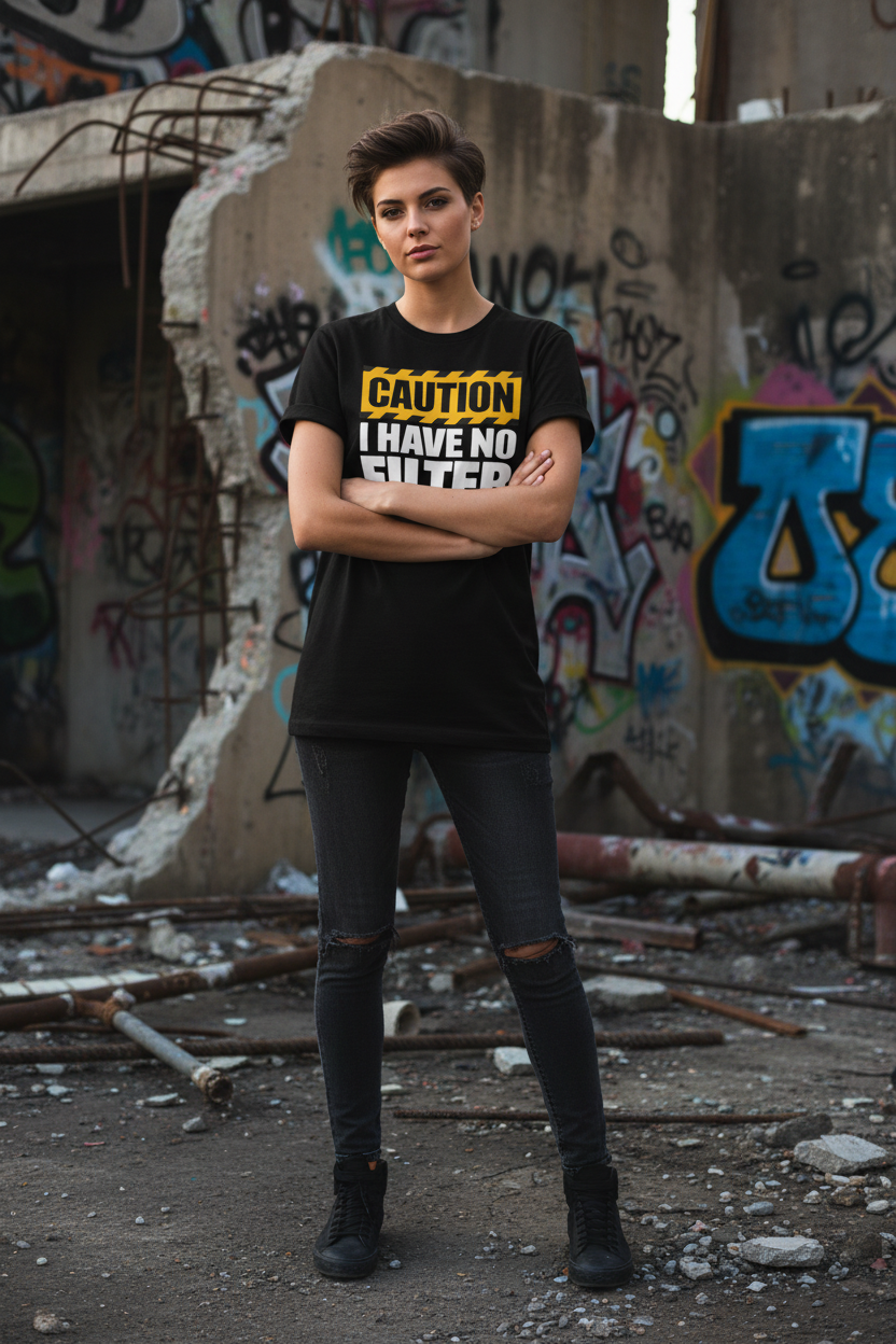 Caution: No Filter – Graphic T-Shirt 🚧