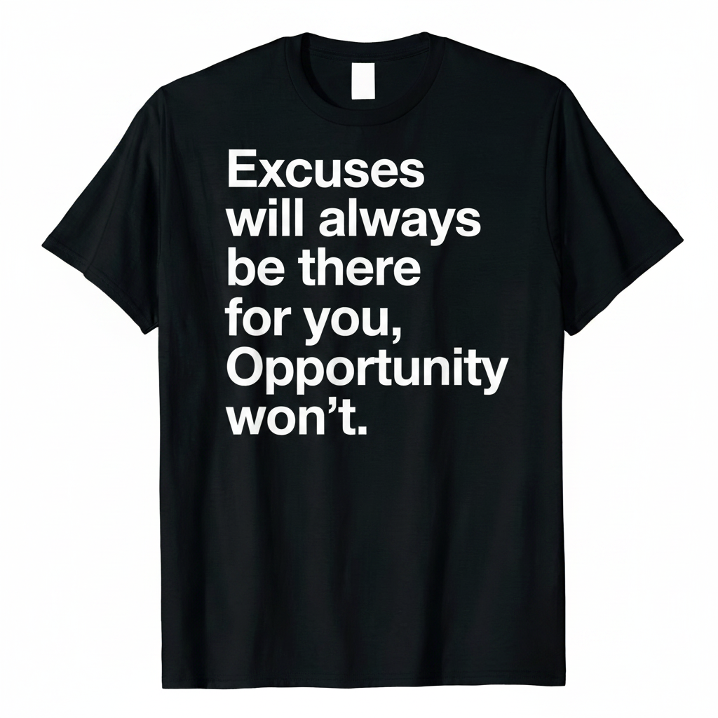 Excuses Will Always Be There For You, Opportunity Won't – Graphic T-Shirt 🔥💪