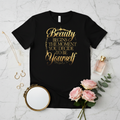 Flat lay - Beauty Begins Graphic T-Shirt