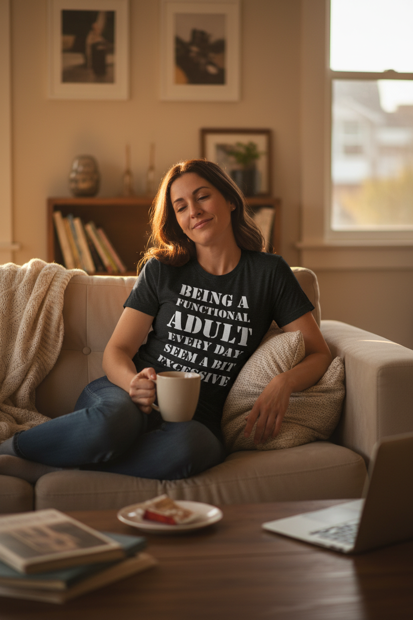 Being a Functional Adult Tee - Model Shot