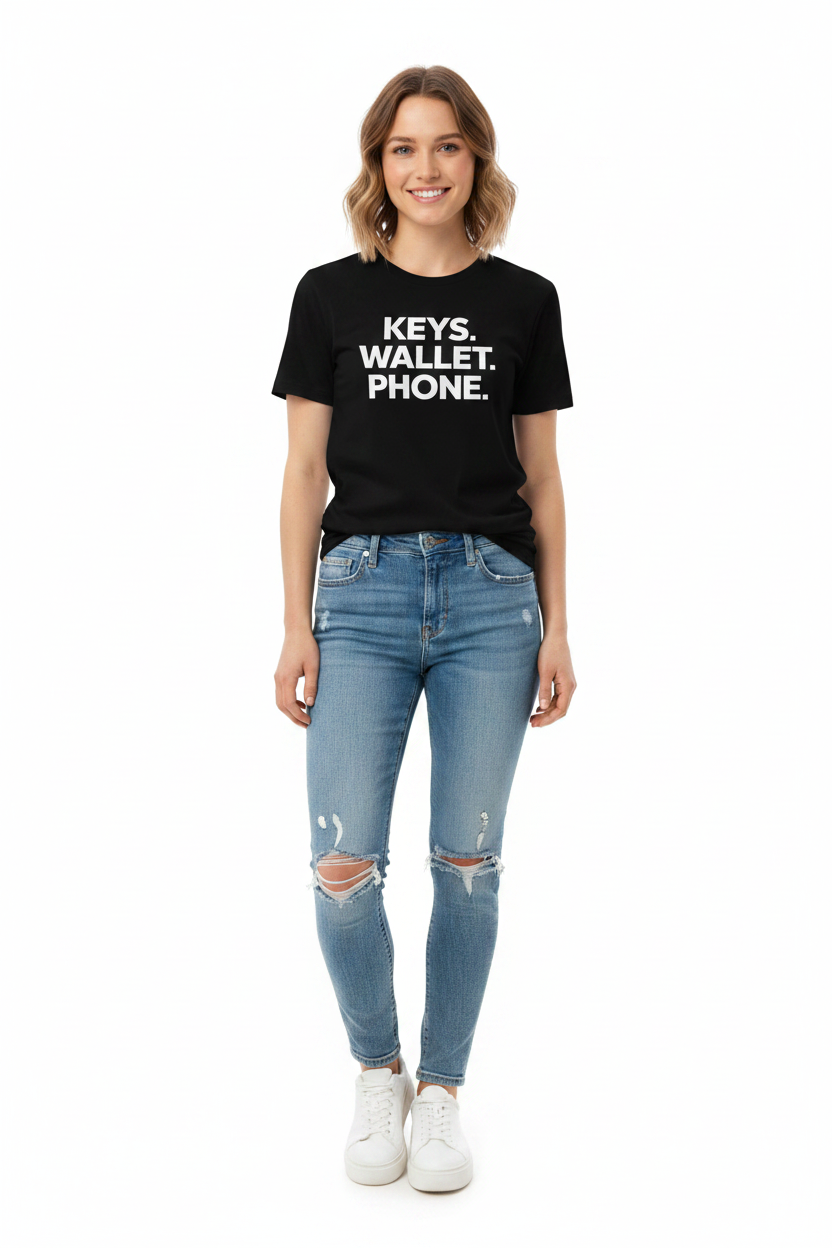 Keys. Wallet. Phone. tee - woman studio