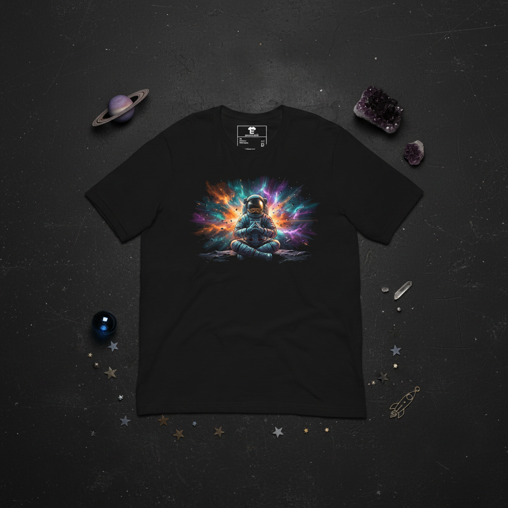 Flat lay - Cosmic Zen Astronaut Graphic T-Shirt
