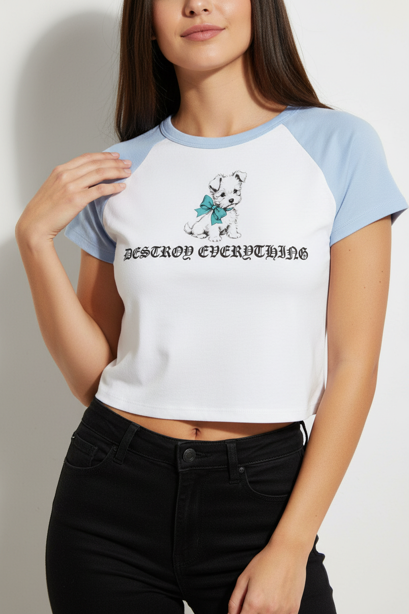 Editorial shot - Destroy Everything Baby Tee