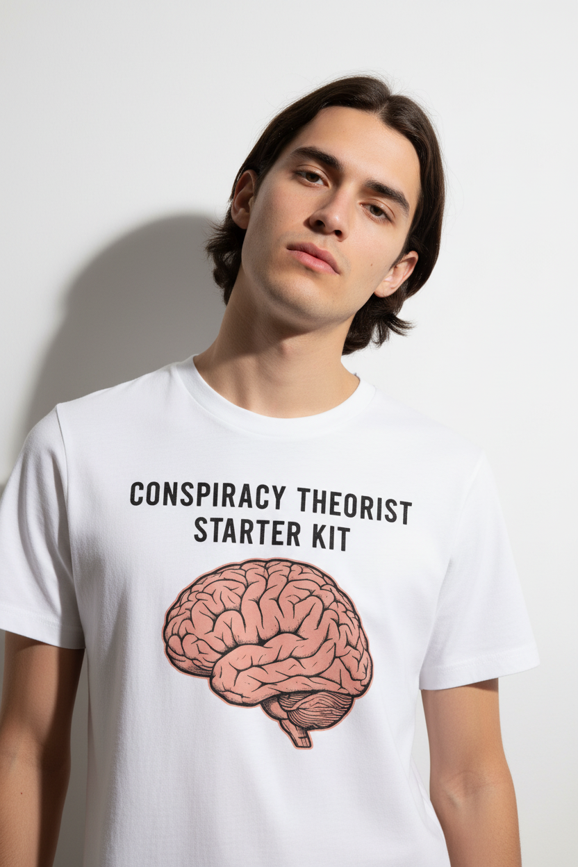 Editorial shot - Conspiracy Theorist Starter Kit Graphic T-Shirt