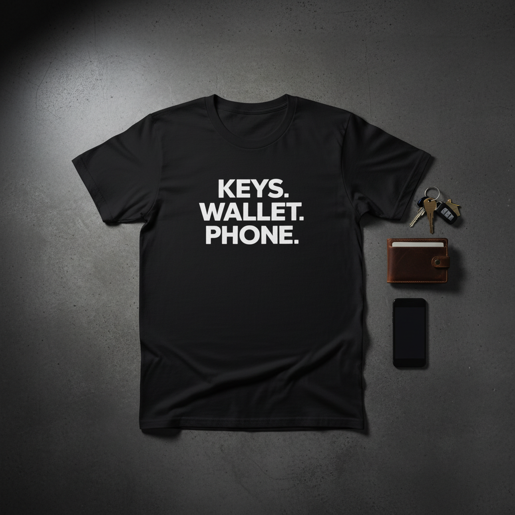 Keys Wallet Phone - Flat Lay