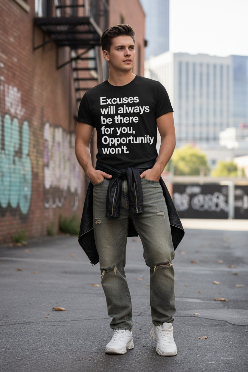 Excuses Will Always Be There For You, Opportunity Won't – Graphic T-Shirt 🔥💪