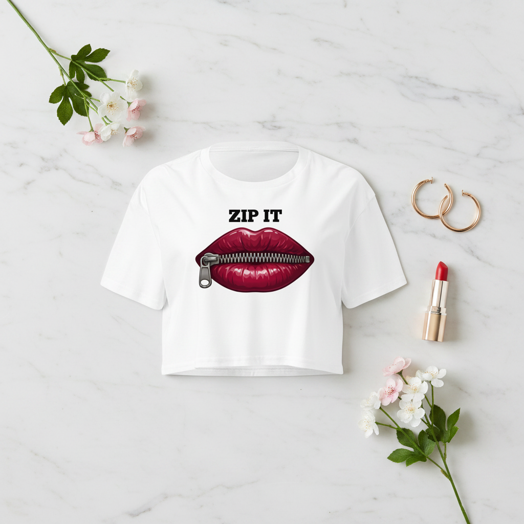 Zip It Crop Flat Lay